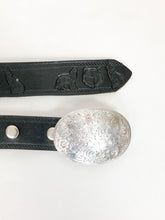 Load image into Gallery viewer, Montana Silversmiths Engraved Western Buckle with Etched Trim on Leather Belt