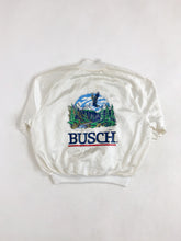 Load image into Gallery viewer, Vintage 80s Busch White Satin Bomber Jacket