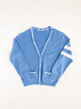 Load image into Gallery viewer, Vintage 70s Blue and White Striped College Cardigan
