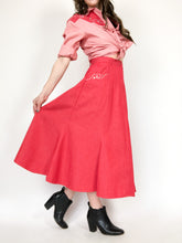 Load image into Gallery viewer, Vintage 70s Roper ‘Rodeo Blue’ Red Western Shirt and Skirt Set