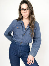 Load image into Gallery viewer, Vintage 70s Denim Long Sleeve Snap Up Shirt