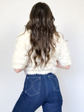 Load image into Gallery viewer, Vintage 80s White Rabbit Fur Cropped Jacket