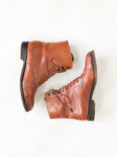 Load image into Gallery viewer, Vintage 90s Brown Leather Lace Up Booties Size 38.5