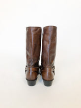 Load image into Gallery viewer, Vintage Dark Brown Leather Harness Boots Size 8.5