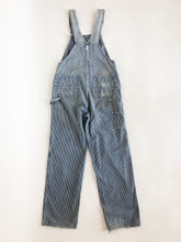 Load image into Gallery viewer, Vintage Key Hickory Stripe Perfectly Trashed Overalls 34x31