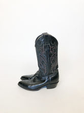 Load image into Gallery viewer, Vintage 80s Justin Black Leather Cowboy Boots Men’s 7.5