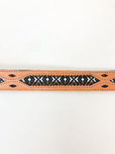 Load image into Gallery viewer, Vintage Tooled Leather and Woven Fabric Belt