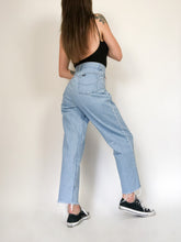 Load image into Gallery viewer, Vintage 90s Chic Light Wash High Rise Raw Hem Jeans Waist 28”