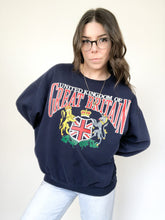 Load image into Gallery viewer, Vintage 80s United Kingdom Great Britain Navy Blue Court Club Crewneck
