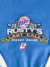 Load image into Gallery viewer, Vintage Rusty Wallace #2 Miller Lite Winners Circle Blue and Grey Sweater