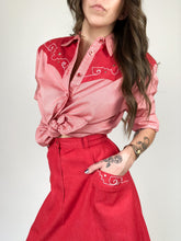 Load image into Gallery viewer, Vintage 70s Roper ‘Rodeo Blue’ Red Western Shirt and Skirt Set