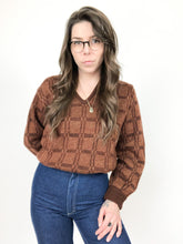 Load image into Gallery viewer, Vintage 80s Terry Williams Brown Check V Neck Sweater
