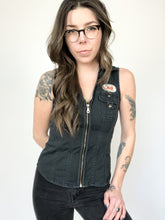 Load image into Gallery viewer, Harley Davidson Black Denim Zip Up Vest