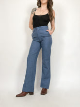 Load image into Gallery viewer, Vintage 70s Dusty Blue Wool Trousers Waist 29”