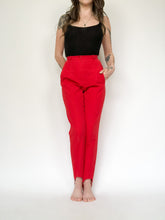 Load image into Gallery viewer, Vintage 80s/90s Liz Claiborne Cherry Red Stirrup Trousers Waist 24/25”