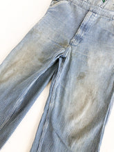 Load image into Gallery viewer, Vintage Key Hickory Stripe Perfectly Trashed Overalls 34x31