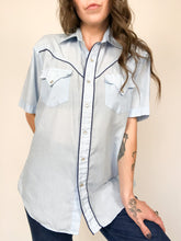 Load image into Gallery viewer, Vintage 70s Authentic Western Youngbloods Light Blue Pearl Snap Shirt