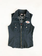 Load image into Gallery viewer, Harley Davidson Black Denim Zip Up Vest