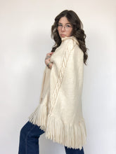 Load image into Gallery viewer, Vintage 70s Hand Knit Fringe Poncho
