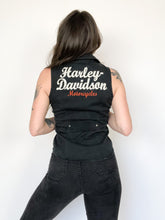 Load image into Gallery viewer, Harley Davidson Black Denim Zip Up Vest