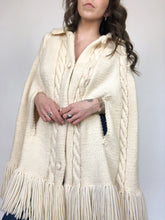 Load image into Gallery viewer, Vintage 70s Hand Knit Fringe Poncho