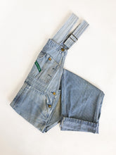 Load image into Gallery viewer, Vintage Key Hickory Stripe Perfectly Trashed Overalls 34x31