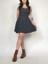Load image into Gallery viewer, Vintage 90s Navy and White Polka Dot Dress