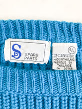 Load image into Gallery viewer, Vintage 80s Spare Parts Blue Knit Raglan Sweater