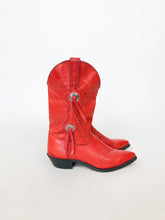 Load image into Gallery viewer, Vintage 80s Capezio Red Leather Concho Cowboy Boots Size 9