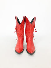 Load image into Gallery viewer, Vintage 80s Capezio Red Leather Concho Cowboy Boots Size 9