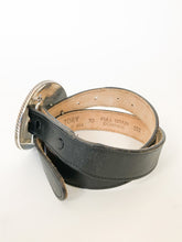 Load image into Gallery viewer, Montana Silversmiths Engraved Western Horse Buckle with Gold Rope and Rhinestones on Leather Belt
