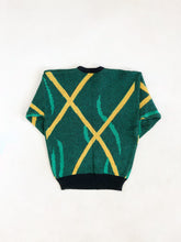 Load image into Gallery viewer, Vintage 80s Green and Yellow Abstract Sweater