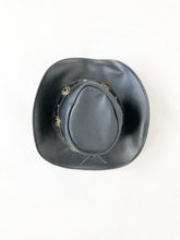 Load image into Gallery viewer, Black Leather Brass Concho Cowboy Hat