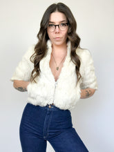 Load image into Gallery viewer, Vintage 80s White Rabbit Fur Cropped Jacket