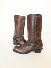 Load image into Gallery viewer, Vintage Dark Brown Leather Harness Boots Size 8.5