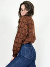 Load image into Gallery viewer, Vintage 80s Terry Williams Brown Check V Neck Sweater