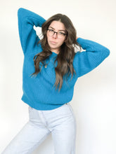 Load image into Gallery viewer, Vintage 80s Spare Parts Blue Knit Raglan Sweater