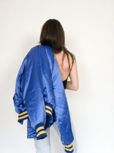 Load image into Gallery viewer, Vintage 80s Blue Satin Bomber Jacket