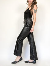 Load image into Gallery viewer, Danier Ultra Soft Black Leather Mid Rise Pants Waist 31”