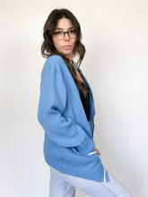 Load image into Gallery viewer, Vintage 70s Blue and White Striped College Cardigan