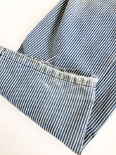 Load image into Gallery viewer, Vintage Key Hickory Stripe Perfectly Trashed Overalls 34x31