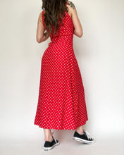 Load image into Gallery viewer, Vintage 90s Smart Set Red & White Polka Dot Maxi Dress