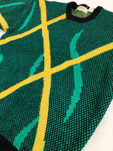 Load image into Gallery viewer, Vintage 80s Green and Yellow Abstract Sweater
