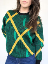 Load image into Gallery viewer, Vintage 80s Green and Yellow Abstract Sweater