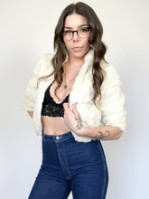Load image into Gallery viewer, Vintage 80s White Rabbit Fur Cropped Jacket