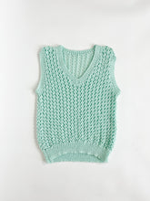 Load image into Gallery viewer, Vintage Hand Knit Mint Sweater Vest
