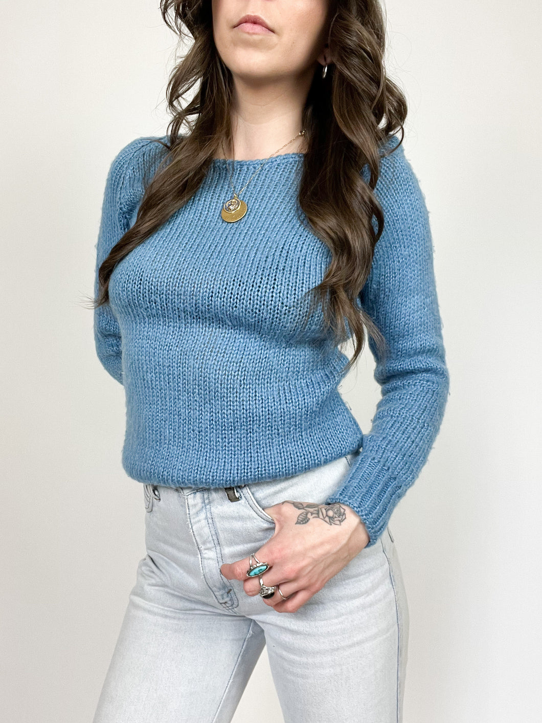 Vintage Dusty Blue Pullover Sweater