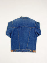 Load image into Gallery viewer, Vintage Leather Trim Denim Jacket
