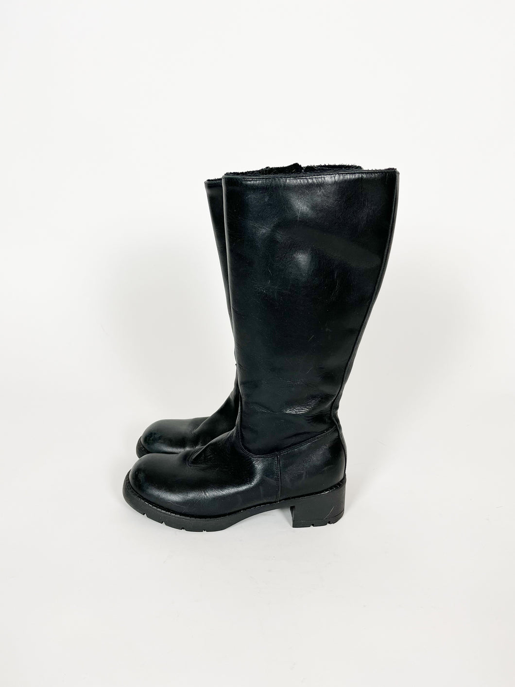 Vintage Y2K Santana Black Leather Boots Size 7.5