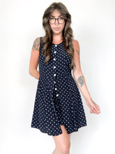 Load image into Gallery viewer, Vintage 90s Blue and White Polka Dot Romper
